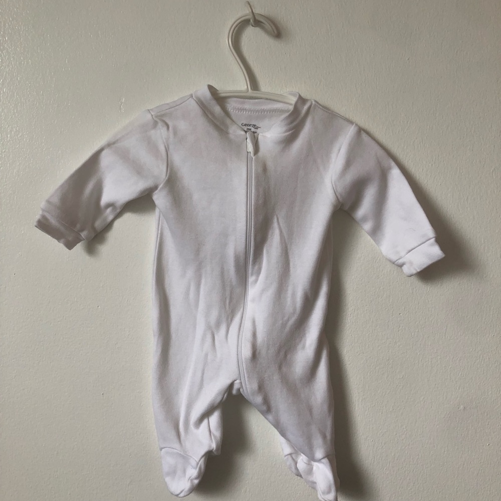 Gerber White Cotton Baby One-Piece Footed Sleepers by